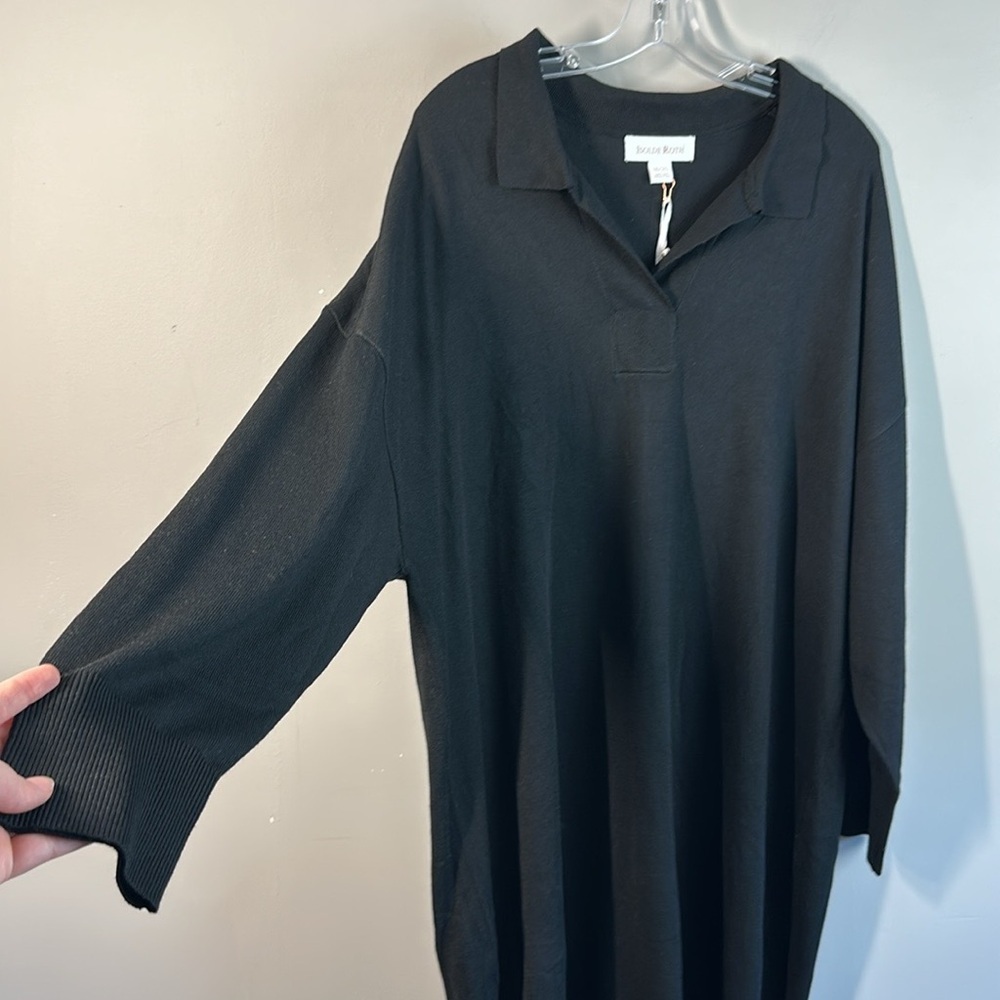 NWT City Chic ISOLDE ROTH Black Side Slit Knit Shirt Dress Size 18/20 - Picture 9 of 15